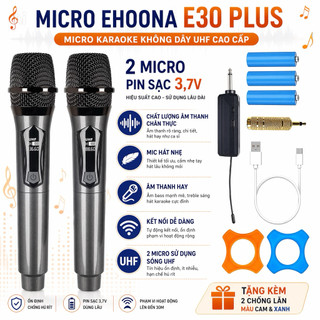 Micro Đa Năng Ehoona E30 Plus 2 Micro Pin Sạc, Chất Lượng Âm Thanh Chân Thực, Mic Hát Nhẹ, Cho Ra Âm Thanh Cực Chuẩn