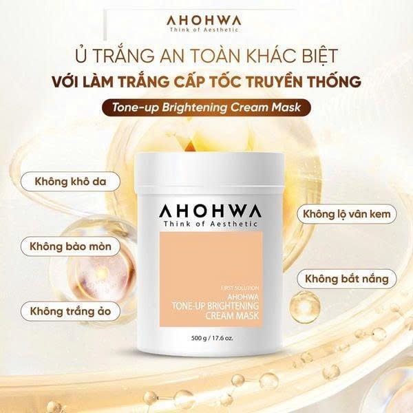 Ủ sáng da AHOHWA Tone-Up Brightening Cream Mask 500gr - 100gr - 20gr