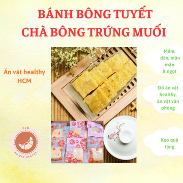 Bánh bông tuyết chà bông trứng muối healthy ít ngọt phù hợp ăn vặt văn phòng ăn kiêng mềm thơm béo nhẹ