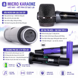 Micro Đa Năng Ehoona E30 Plus 2 Micro Pin Sạc, Chất Lượng Âm Thanh Chân Thực, Mic Hát Nhẹ, Cho Ra Âm Thanh Cực Chuẩn