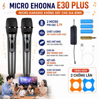 Micro Đa Năng Ehoona E30 Plus 2 Micro Pin Sạc, Chất Lượng Âm Thanh Chân Thực, Mic Hát Nhẹ, Cho Ra Âm Thanh Cực Chuẩn