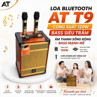 Loa Bluetooth AT T9 Công Suất 120W Bass Siêu Trầm, Âm Thanh Sống Động – Bass Mạnh Mẽ, Tay Cầm Chắc Chắn