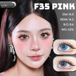 Lens mắt F35 Pink màu hồng light sáng viền đen nổi bật, size lớn - brand LUNA EYES