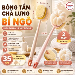 Combo 2 Cây bông tắm chà lưng BÍ NGÔ cán dài lông mềm đa năng