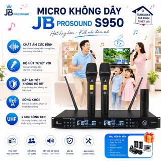 Micro không dây JBprosound S950, Chất Âm Cực Đỉnh, Độ Hút Tuyệt Vời, Bắt Âm Tốt - Không Hú Rít, Sóng Khỏe