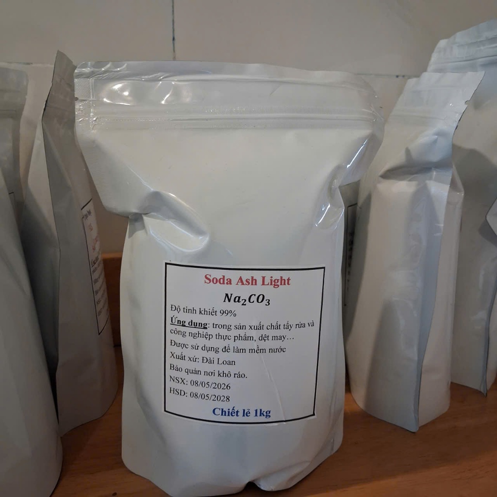 Chất trợ tẩy Soda Na2CO3 1kg- Soda Ash Light. Làm sạch, tăng hiệu quả giặt tẩy.