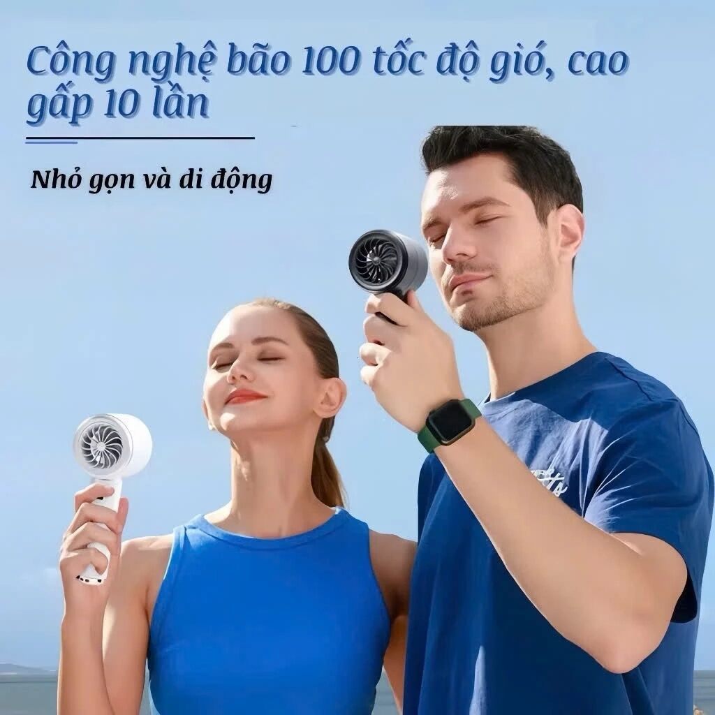 Quạt Minu cầm tay N68 5000mAh, gió mạnh 100 Turbo, hiển thị pin có kèm sạc di dộng