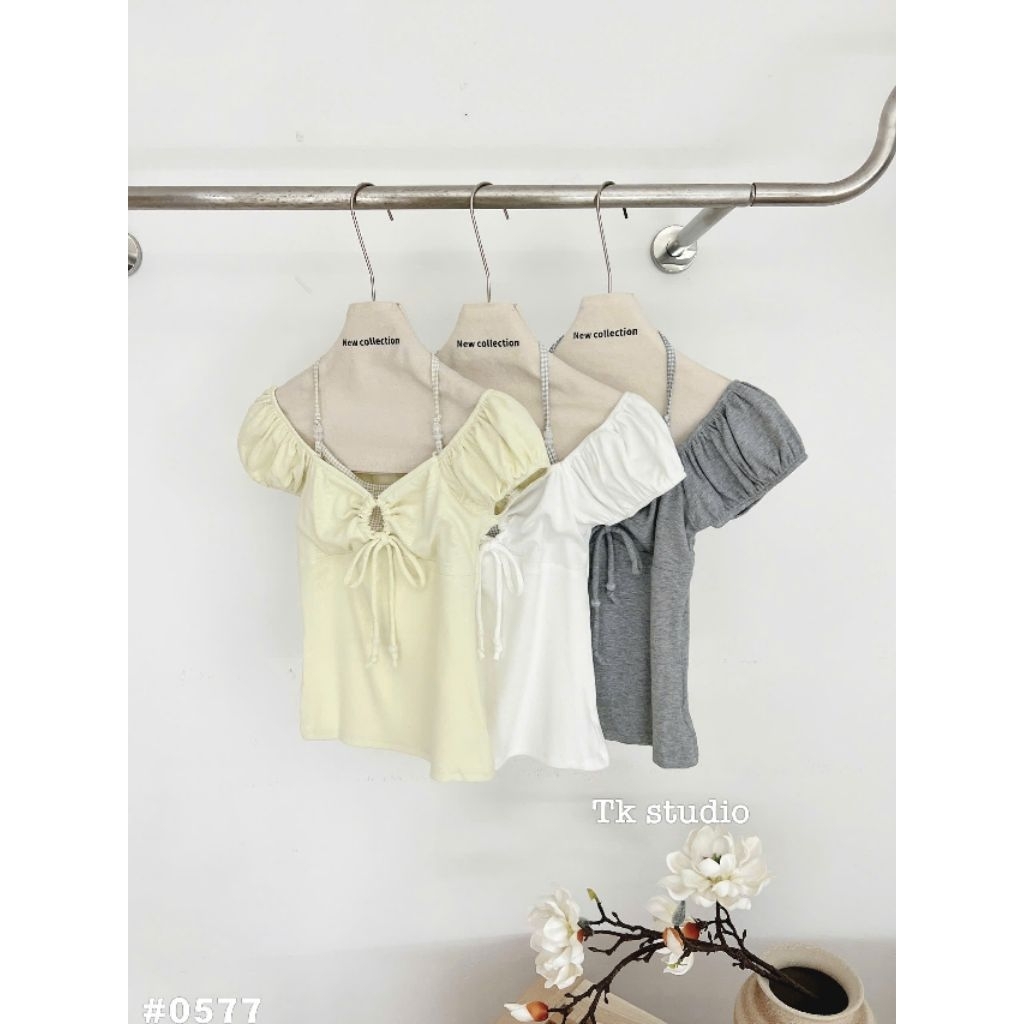 [𝑯𝒂 𝑨𝒏𝒉] Áo Cộc Phông Yếm Kiểu Kiểu Nơ Ngực QCL1 #0577: Dưới> 52kg
