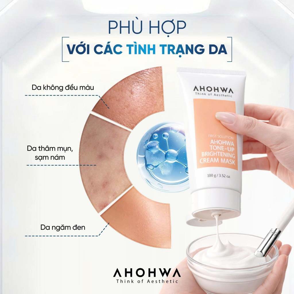 Ủ sáng da AHOHWA Tone-Up Brightening Cream Mask 500gr - 100gr - 20gr