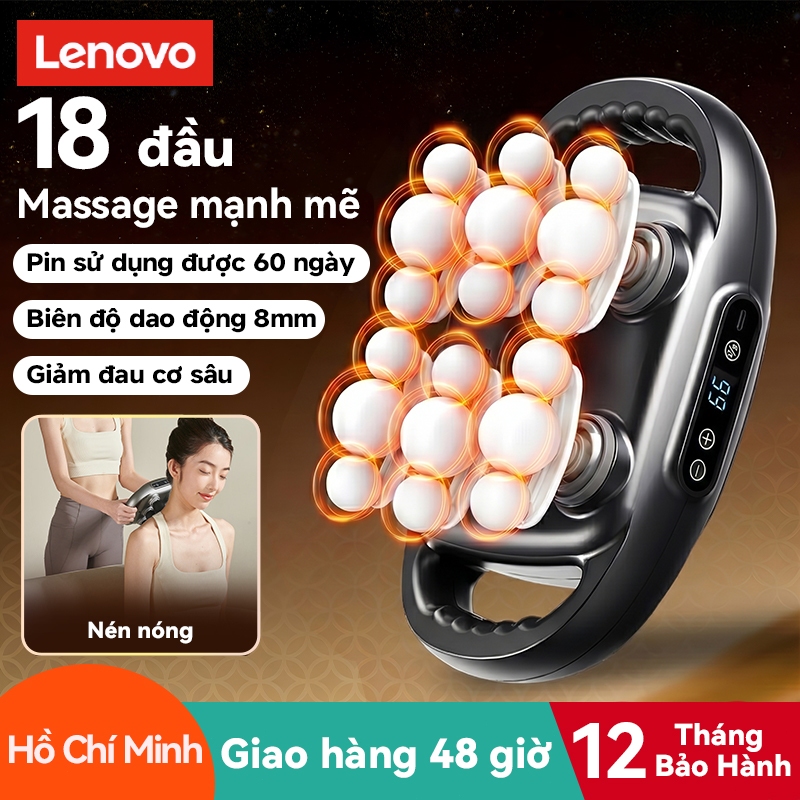 MÁY MASSAGE Lenovo 18 Đầu Máy mát xa Giảm Đau Cơ Sâu, Động Cơ êm 45dB, Thời Lượng Pin Dài | Chính Hãng  99 tốc độ, Trị l