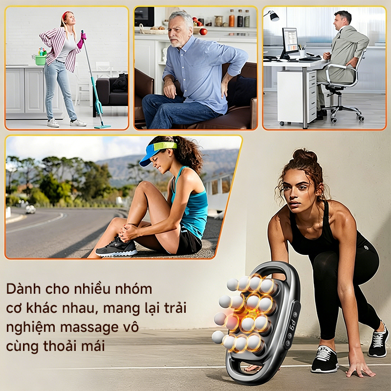 MÁY MASSAGE Lenovo 18 Đầu Máy mát xa Giảm Đau Cơ Sâu, Động Cơ êm 45dB, Thời Lượng Pin Dài | Chính Hãng  99 tốc độ, Trị l