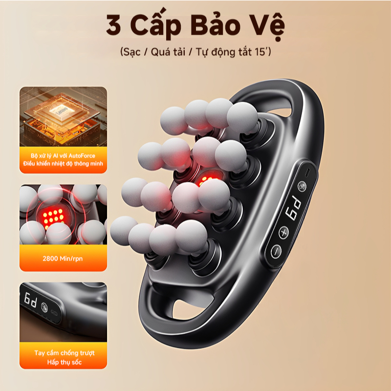 MÁY MASSAGE Lenovo 18 Đầu Máy mát xa Giảm Đau Cơ Sâu, Động Cơ êm 45dB, Thời Lượng Pin Dài | Chính Hãng  99 tốc độ, Trị l