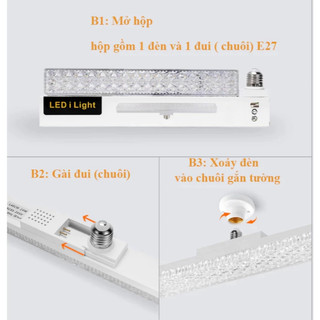 OOKAS Đèn LED thanh pha lê E27, ánh sáng trắng siêu sáng, tiết kiệm điện