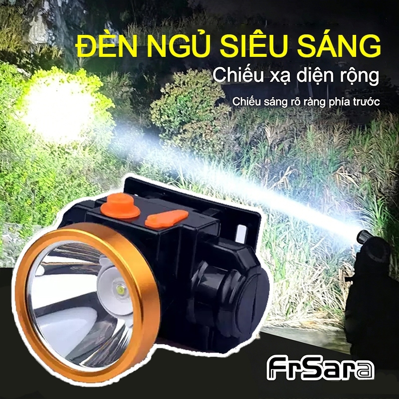 Đèn đội đầu pin sạc siêu sáng kín nước hàng chất lượng T1 Cầm được 6-8 giờ pin, kèm sạc và bộ dây đàn hồi đầy đủ