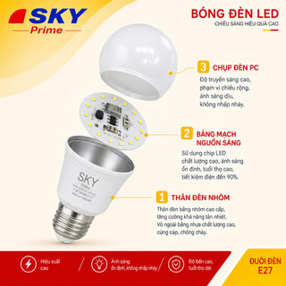 Bóng Đèn Led Tròn Kín Nước 11W Tiết Kiệm Điện 90% Tản Nhiệt Nhôm Đèn Led Chống Nước Bảo hành 2 năm