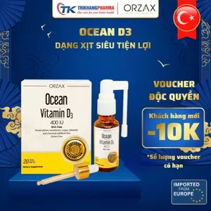 Xịt Vitamin D3 Ocean Orzax Lọ 20ml hỗ trợ phát triển chiều cao tăng sức đề kháng cho bé nhập khẩu chính hãng Châu Âu