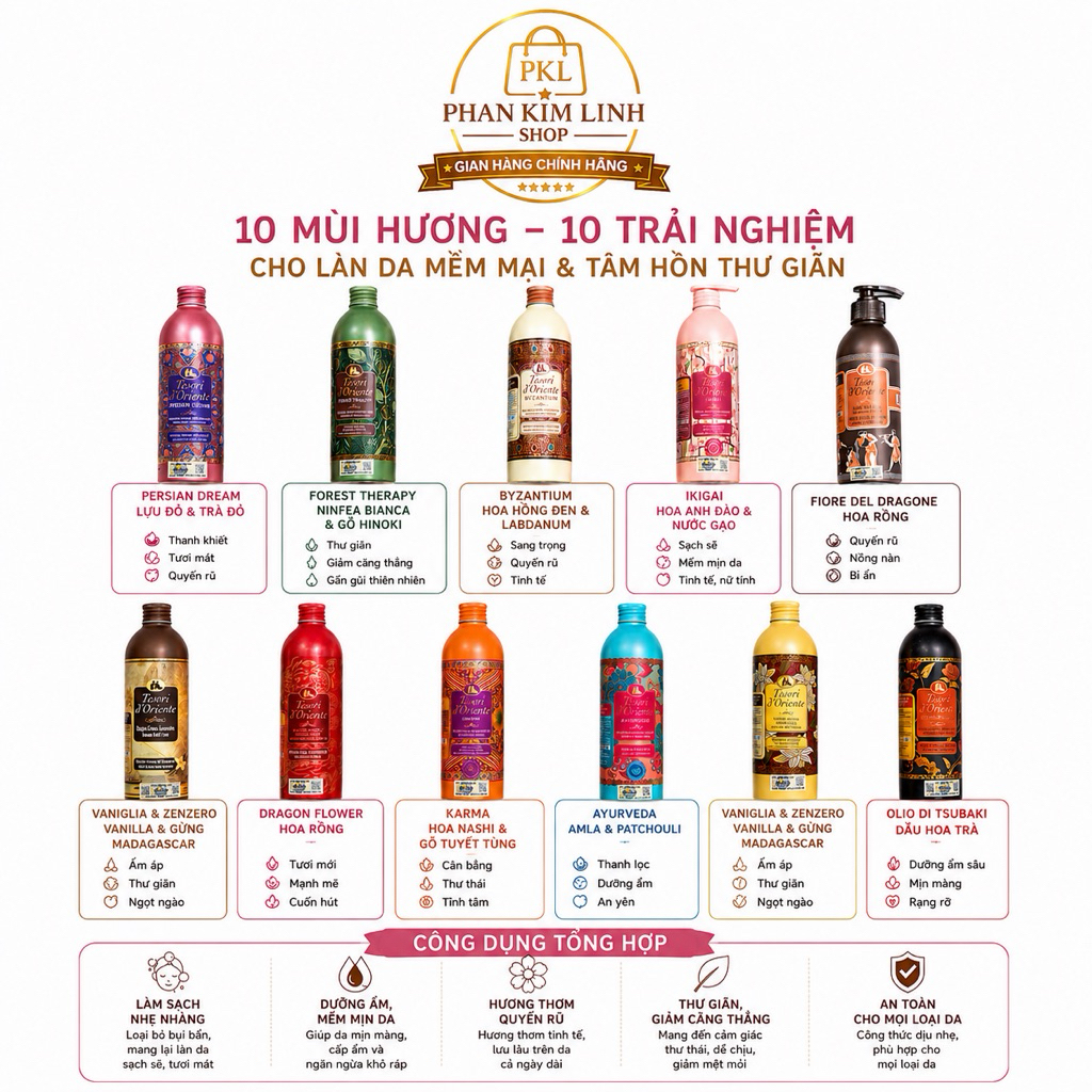 Sữa tắm hương nước hoa đủ mùi tesori