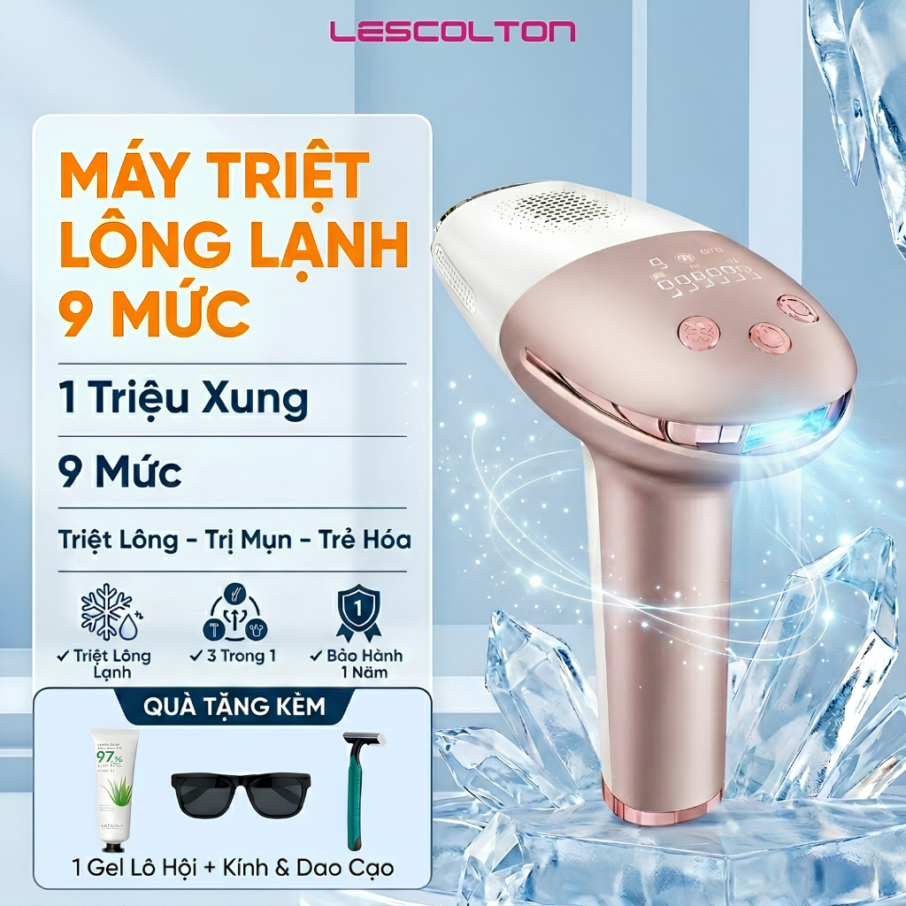 Máy triệt lông lạnh 9 MỨC mini vĩnh viễn LESCOLTON tích hợp 3 chức