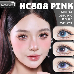 Lens mắt HC808 Pink màu hồng filter đối xứng hình giọt nước, size lớn - brand LUNA EYES