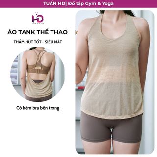 Áo tank top tập gym, thể thao có bra đi kèm model WX307 Tuấn HD, mỏng nhẹ thoáng khí