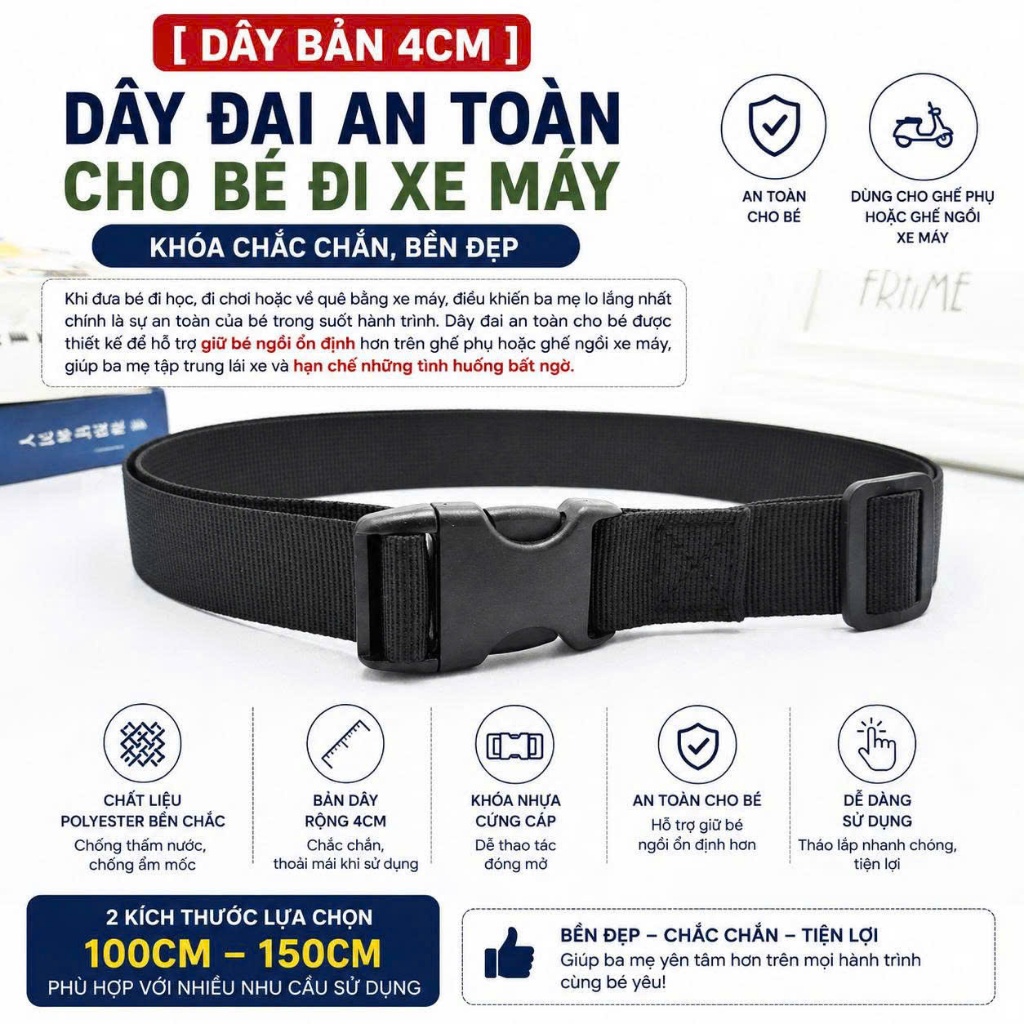 [ DÂY 100CM ] DÂY ĐAI DÀI 100CM  * 4CM , AN TOÀN CHO BÉ