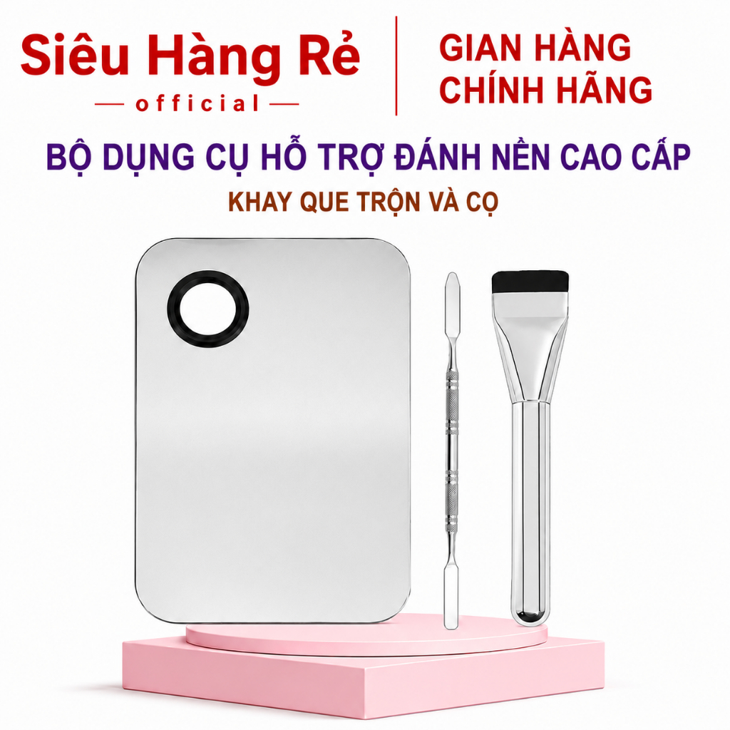 [mua 5 tặng 1] Dụng Cụ Hỗ Trợ Đánh Nền (Khay Que Trộn Kem, Cọ Dẹt Tán Nền)