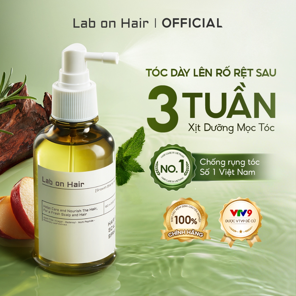 Xịt mọc tóc Lab on Hair 160ml xịt dưỡng tóc với giấm táo Kích thích mọc tóc Rụng Tóc
