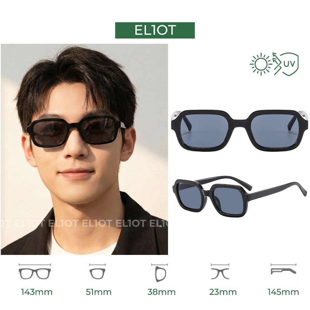 Kính râm chữ nhật ELIOTEYEWEAR tròng kính chống tia UV400 phong cách thời trang phù hợp cả nam và nữ EL13057