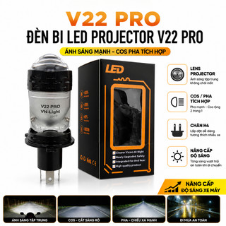 Đèn bi cầu V22 Pro BP H4 siêu sáng, 60W dễ dàng lắp đặt, lắp ô tô, xe máy 12v-24v