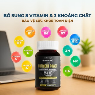 Viên Uống Powergra Nutrient Power Bổ Sung Vitamin Tổng Hợp, Khoáng Chất, Tăng Cường Đề Kháng - Hộp 60 Viên