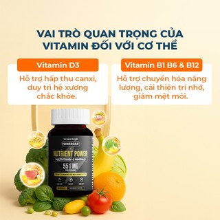 Viên Uống Powergra Nutrient Power Bổ Sung Vitamin Tổng Hợp, Khoáng Chất, Tăng Cường Đề Kháng - Hộp 60 Viên