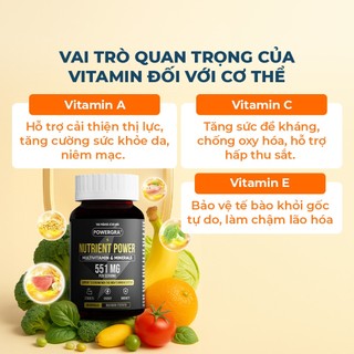 Viên Uống Powergra Nutrient Power Bổ Sung Vitamin Tổng Hợp, Khoáng Chất, Tăng Cường Đề Kháng - Hộp 60 Viên