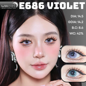Lens mắt E686 Violet màu tím vân tia light sáng nổi bật, size lớn - brand LUNA EYES