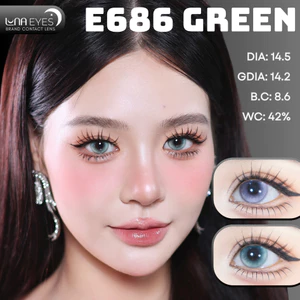 Lens mắt E686 Green màu xanh vân tia light sáng nổi bật, size lớn - brand LUNA EYES