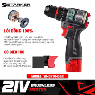 Máy Khoan Pin Nội Địa 35 cấp trượt, 3 Chức Năng, Đầu Kẹp 10ly Autolock, Động Cơ Không Chổi Than