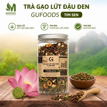 Trà Gạo Lứt Đậu Đen GUfoods Vị Tim Sen Hũ 500g, Trà Thảo Mộc Thanh Mát Dễ Uống Ngủ Ngon