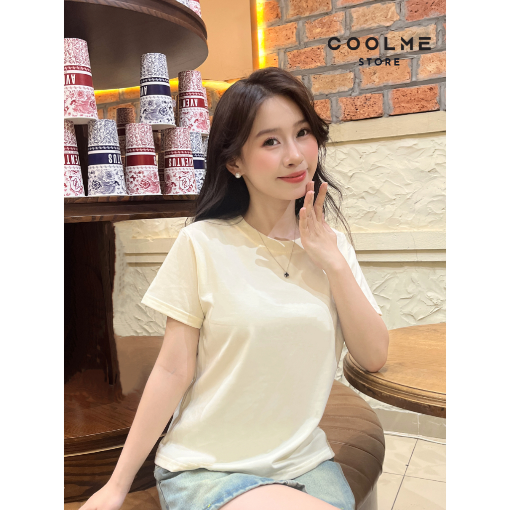Áo thun baby tee nữ trơn basic form vừa cổ bo chun chất cotton co giãn thấm hút mồ hôi Coolme -BBT