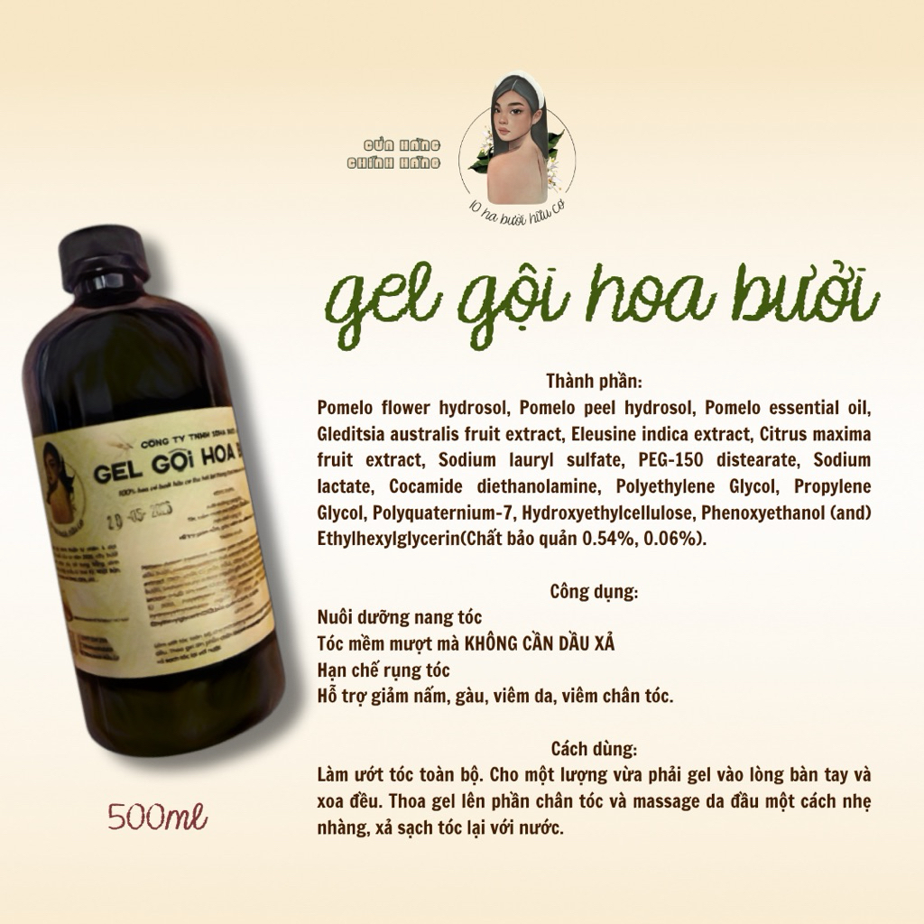 [𝟭𝟬𝗵𝗮 𝒃ư𝒐̛̉𝒊 𝒉𝒖̛̃𝒖 𝒄𝒐̛] 1lit GEL GỘI HOA BƯỞI 1000ml (2 chai 500ml)
