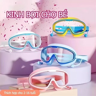 Kính Bơi Trẻ Em Gọng Lớn Kèm Bịt Tai Chống Sương Mù Không Thấm Nước Độ Nét Cao