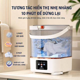 Máy giặt mini dung tích 12L , hỗ trợ giặt và sấy khô một nút bấm tiện lợi,máy giặt,máy sấy