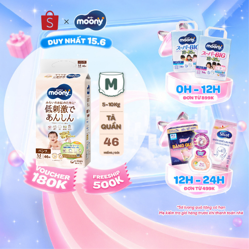 Tã quần Moony Dịu Nhẹ siêu cao cấp M46/L36/Xl32