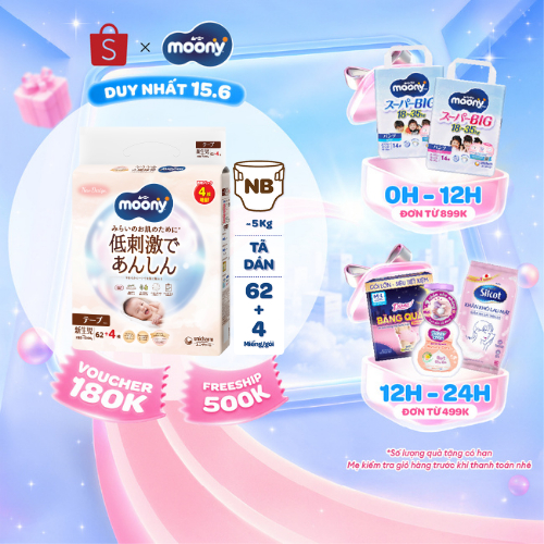 Tã dán Moony Dịu Nhẹ siêu cao cấp NB/S/M/L