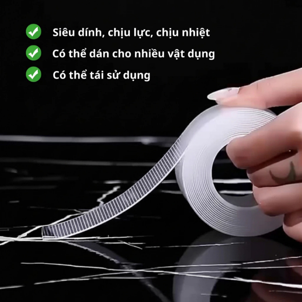 [Mới] Băng keo 2 mặt nano lưới siêu dính chịu lực tốt không thấm nước không để lại keo