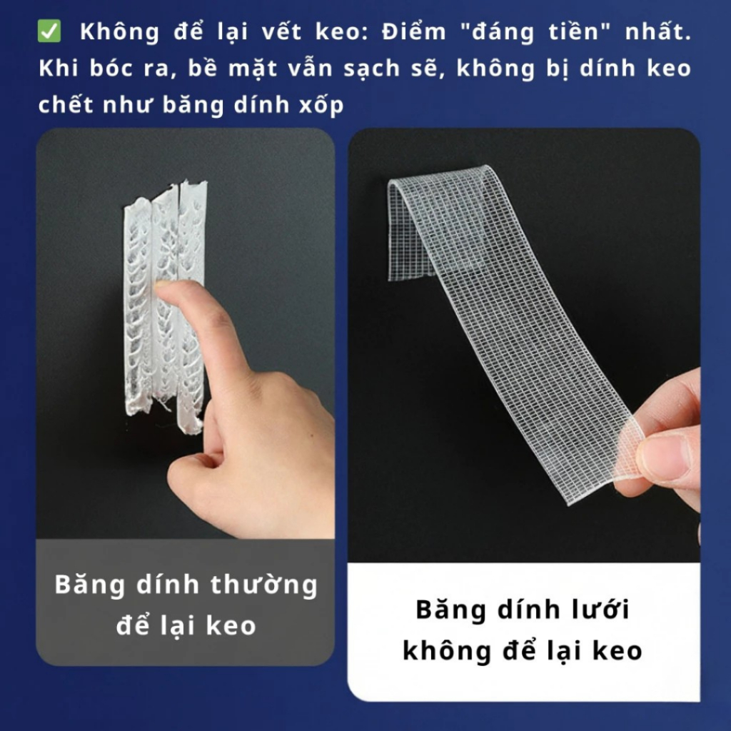 [Mới] Băng keo 2 mặt nano lưới siêu dính chịu lực tốt không thấm nước không để lại keo