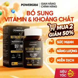 Viên Uống Powergra Nutrient Power Bổ Sung Vitamin Tổng Hợp, Khoáng Chất, Tăng Cường Đề Kháng - Hộp 60 Viên
