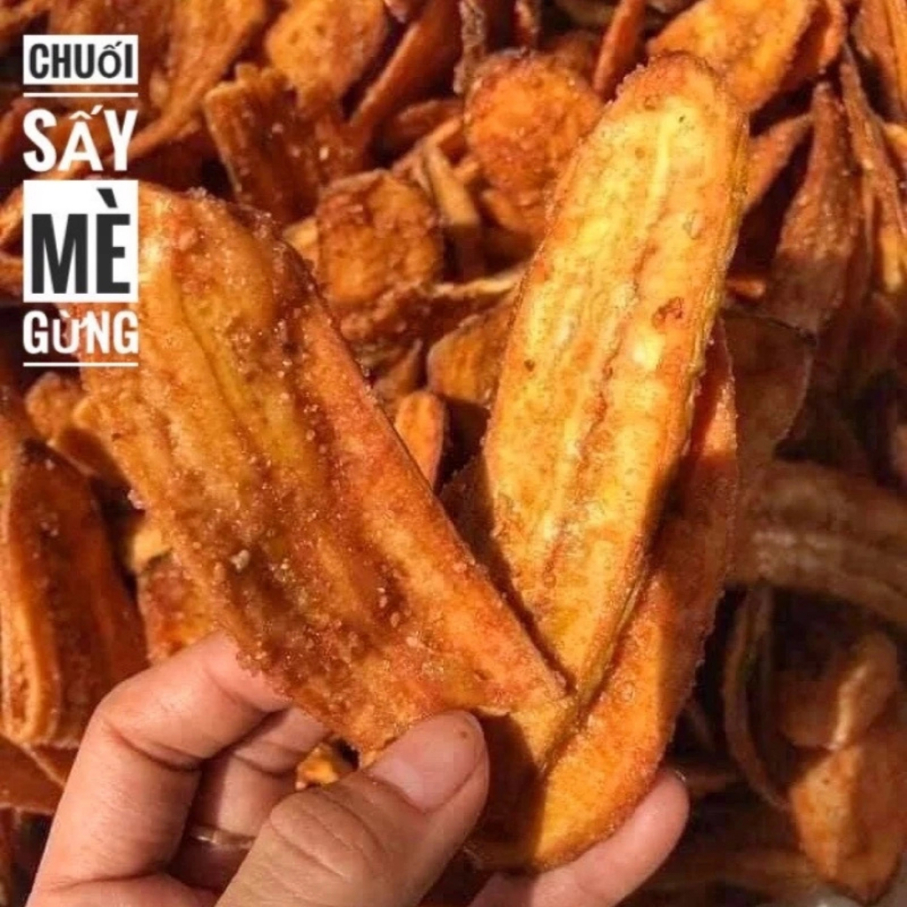 Chuối Sấy Mè Gừng Giòn Tan, Chuối Sấy Mè Thơm Giòn, Chuối Sấy Nguyên Miếng Ít Ngọt - Đồ Ăn Vặt - Tiệm Ăn Vặt DuDu