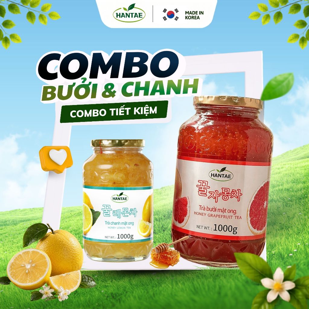 Combo Trà Bưởi(Vị hơi nhẫn) & Trà Chanh Mật Ong Hantae