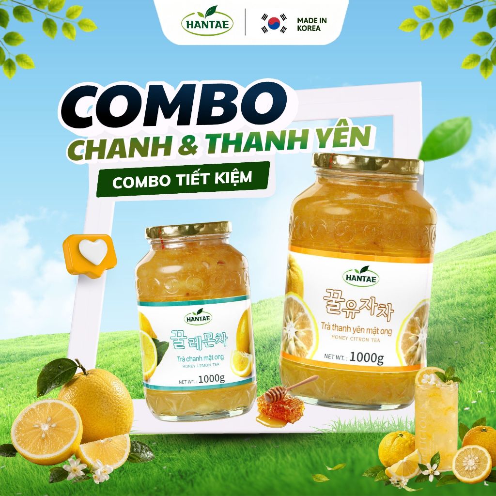Combo Trà Thanh Yên & Chanh Mật Ong Hàn Quốc – Giải Cảm, Dễ Uống, Thanh Nhiệt Cơ Thể, Detox, Ngon!!!