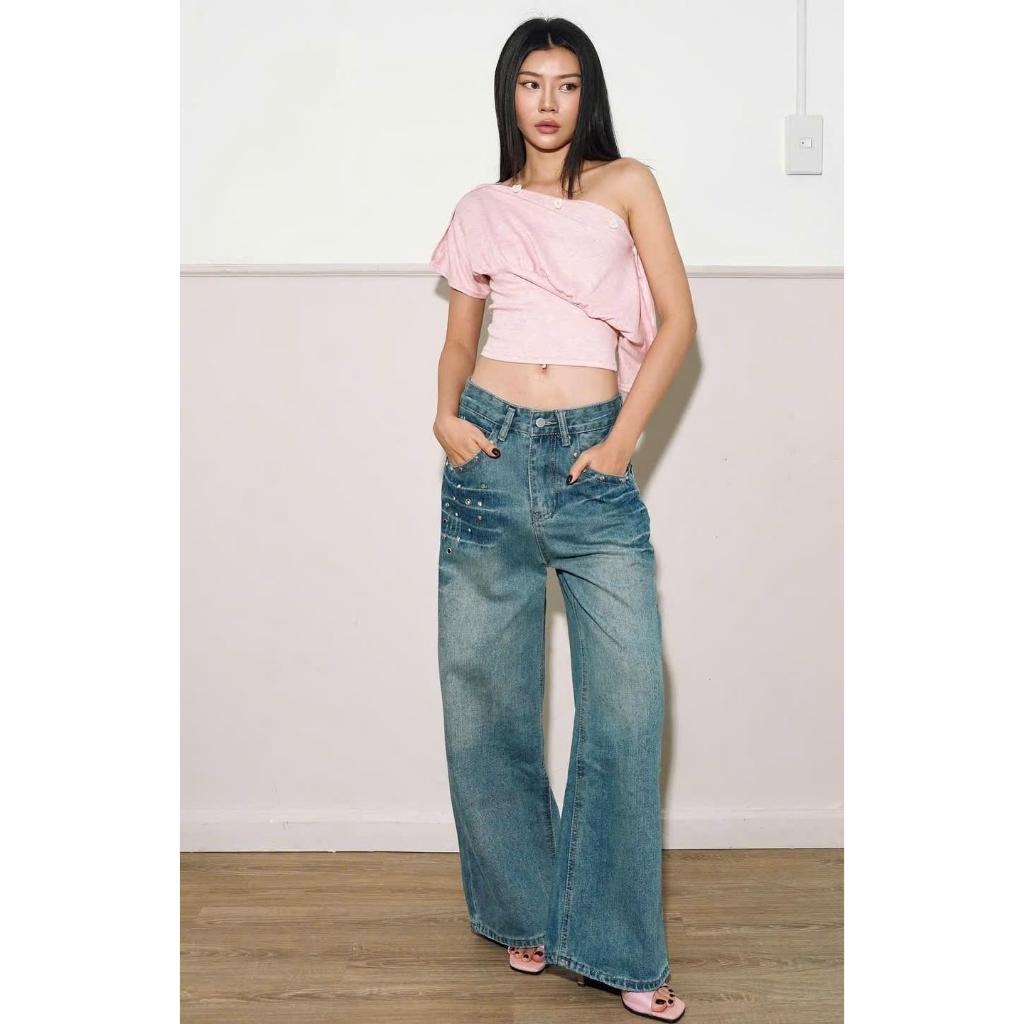 Áo Trễ Vai Cộc Tay Croptop Cúc Nổi Layer Nhiều Kiểu BUTTON TOP Ôm Eo Màu Trơn Basic Co Giãn SAN Clothings - P03