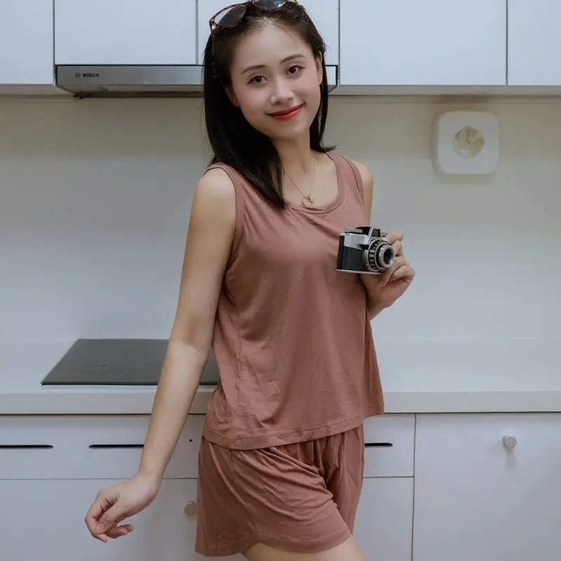Bộ Ba Lỗ Nữ Cotton Mặc Nhà AZ CLOTHING Set Đồ Bộ Ngủ Nữ Form Rộng Thoải Mái Co Giãn 4 Chiều Thấm Hút Mồ Hôi